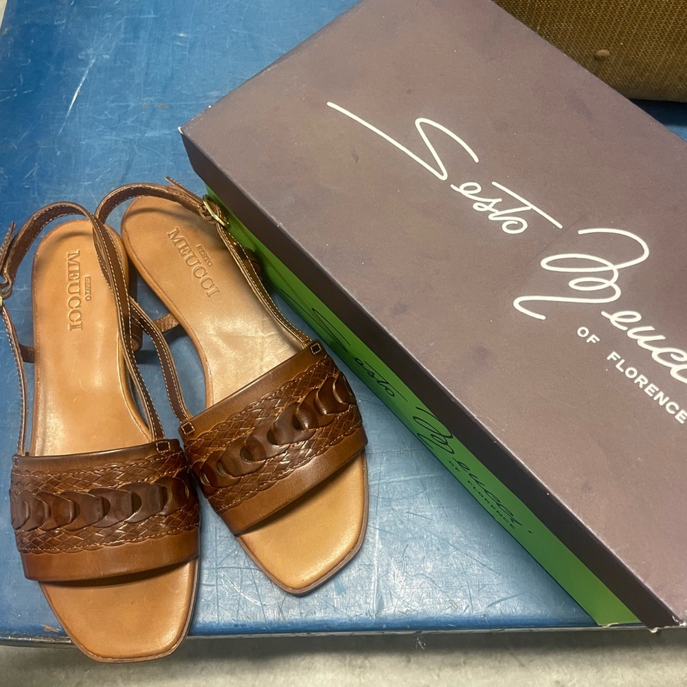 Sesto Meucci Tan Leather Sandals